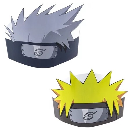 8 COIFFES PAPIER NARUTO - KAKASHI 2 ASST