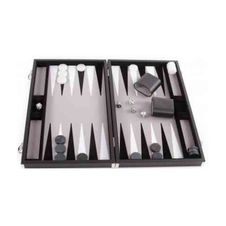 BACKGAMMON SIMILI-CUIR 46 CM NOIR