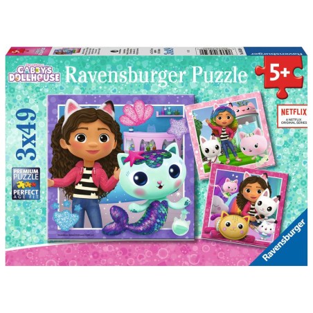 PUZZLES 3X49 P - L HEURE DE JOUER AVEC GABBY - GABBY S DOLLHOUSE