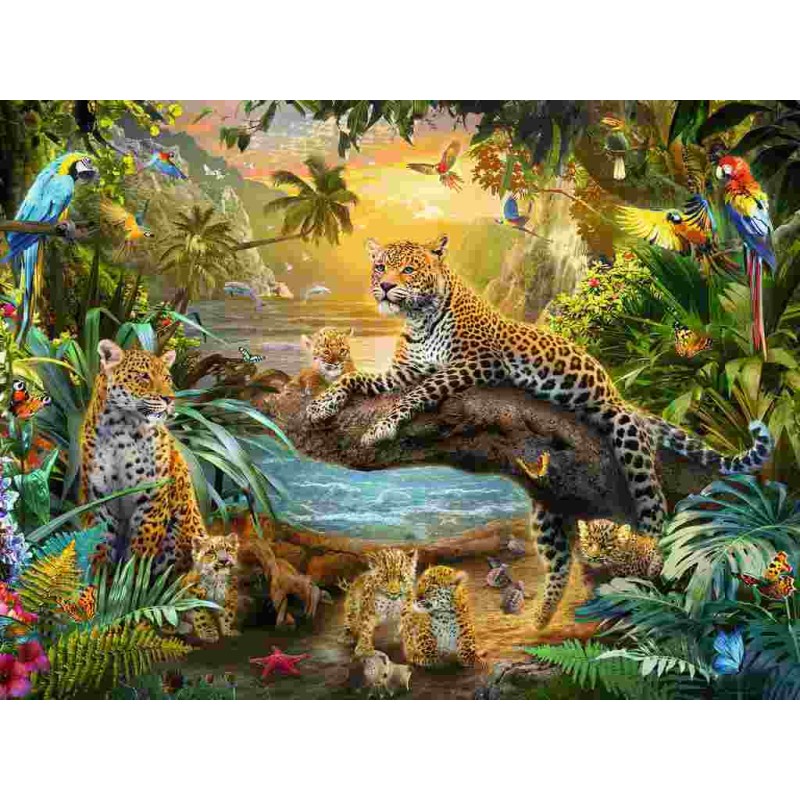 PUZZLE 1500 PIECES - LEOPARDS DANS LA JUNGLE