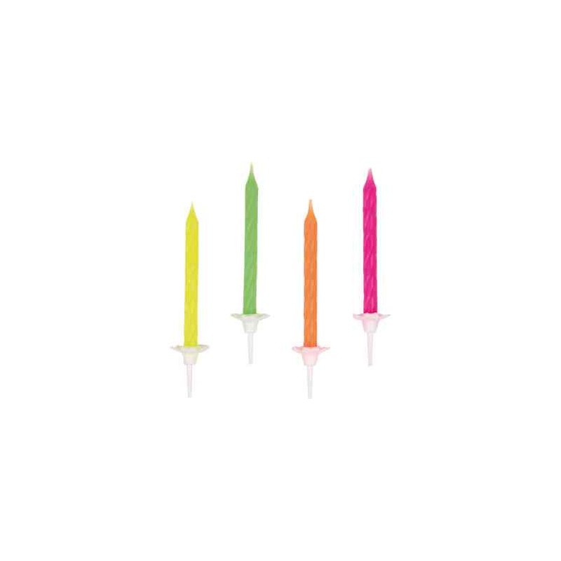 10 BOUGIES SPIRALES NEON HAUTEUR 6 3 CM