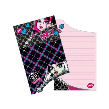 6 INVITATIONS PLUS ENVELOPPES - MONSTER HIGH