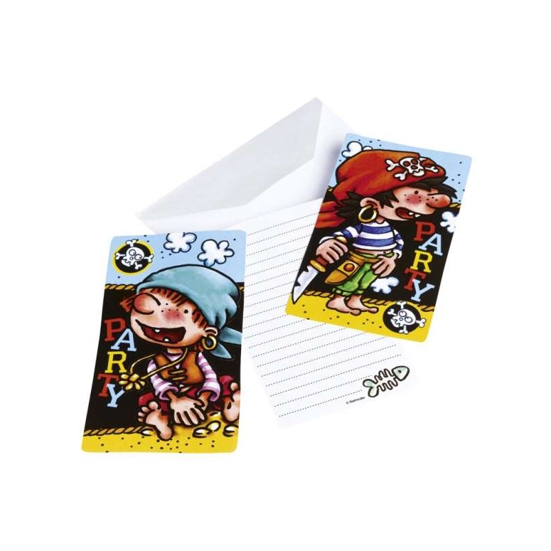 6 INVITATIONS PLUS ENVELOPPES - PIRATES