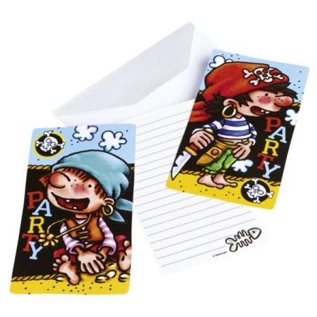 6 INVITATIONS PLUS ENVELOPPES - PIRATES