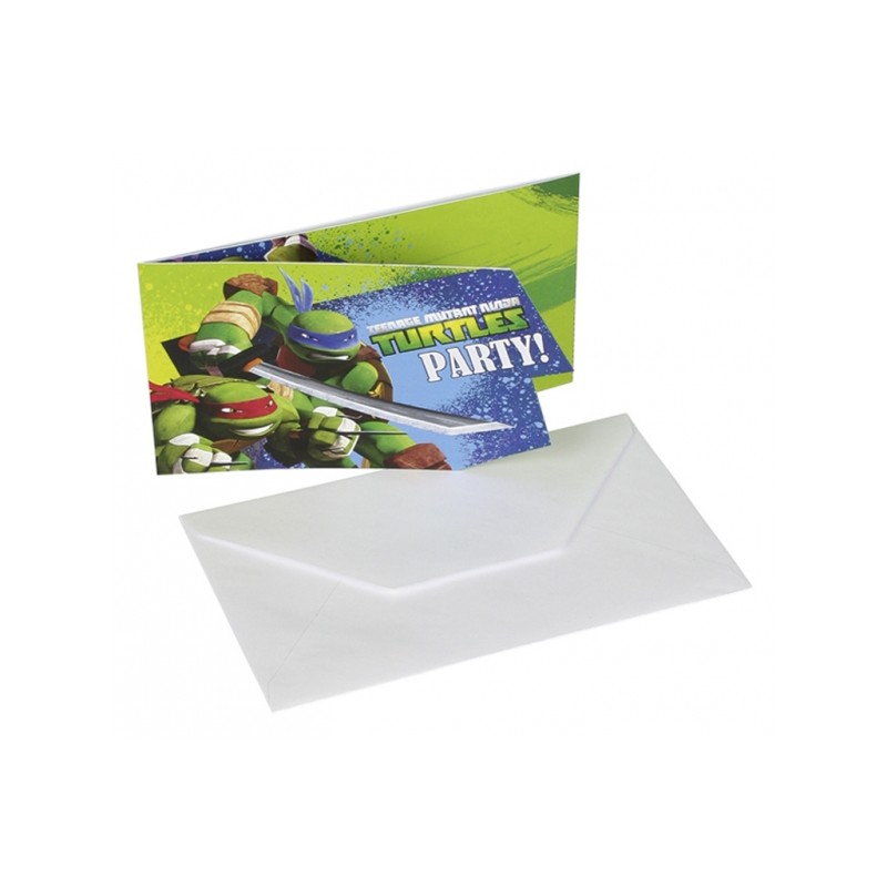 6 INVITATIONS PLUS ENVELOPPES - TORTUE NINJA