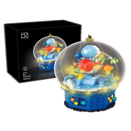 CRYSTAL BALL LIGHTS MUSIC BOX BUILDING BLOCK SPACEMAN 405PCS