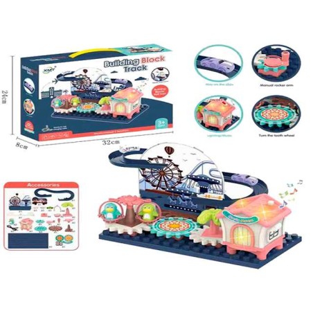 ELECTRIC GEAR BUILDING BLOCK TRACK PENGUIN-PARADISE WITH LIGHT AND MUSIC