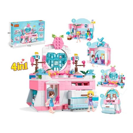 GIRLS SMALL PARTICLE BUILDING BLOCK FOUR IN ONE DRESSING TABLE 653PCS