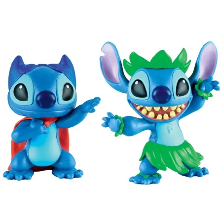 2 FIGURINES STITCH HULA ET SUPER-HERO