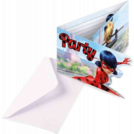 8 INVITATIONS PLUS ENVELOPPES - MIRACULOUS