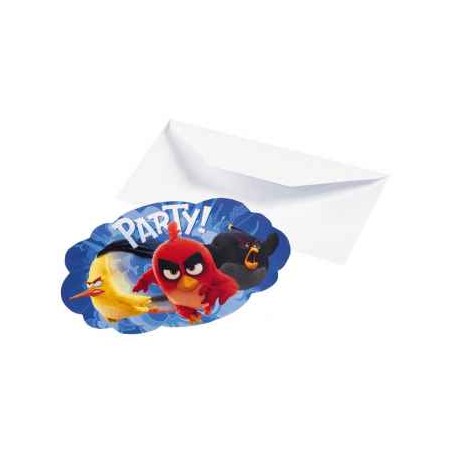 8 INVITATIONS PLUS ENVELOPPES - ANGRY BIRDS