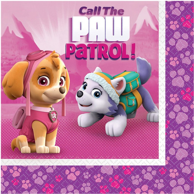 20 SERVIETTES PINK PAW PATROL 33 X 33 CM