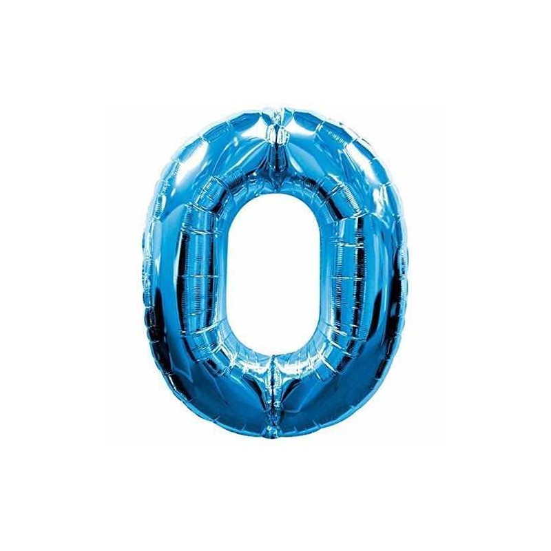 BALLON HELIUM BLEU 88CM - CHIFFRE 0