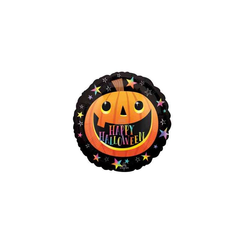 BALLON ALUMINIUM CITROUILLE HALLOWEEN SMILEY STANDARD S40 EMBALLE 45 CM