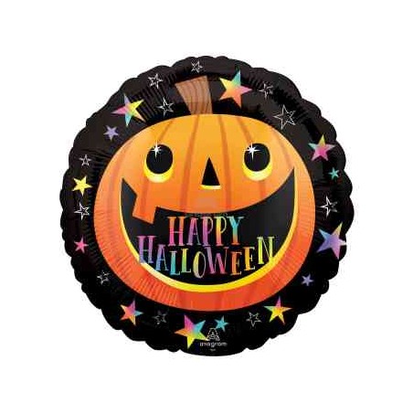 BALLON ALUMINIUM CITROUILLE HALLOWEEN SMILEY STANDARD S40 EMBALLE 45 CM