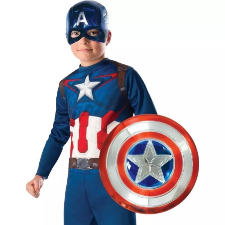 BOUCLIER EN PLASTIQUE METALLISE CAPTAIN AMERICA 30 CM