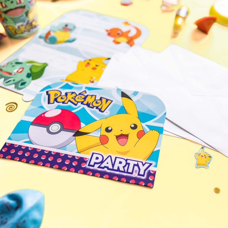 8 INVITATIONS ENVELOPPES POKEMON