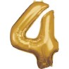 BALLON FOIL LARGE NUMERO 4 DORE N34 EMBALLE 65 CM X 86 CM