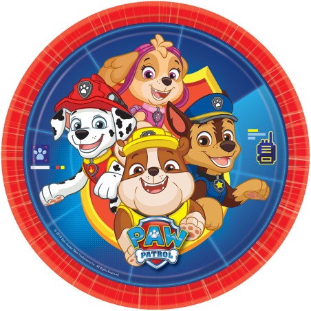 8 ASSIETTES RONDES PAPIER PAWPATROL 23 CM