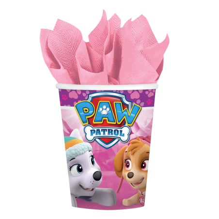 8 GOBELETS PAPIER PAT PATROUILLE ROSE 250 ML