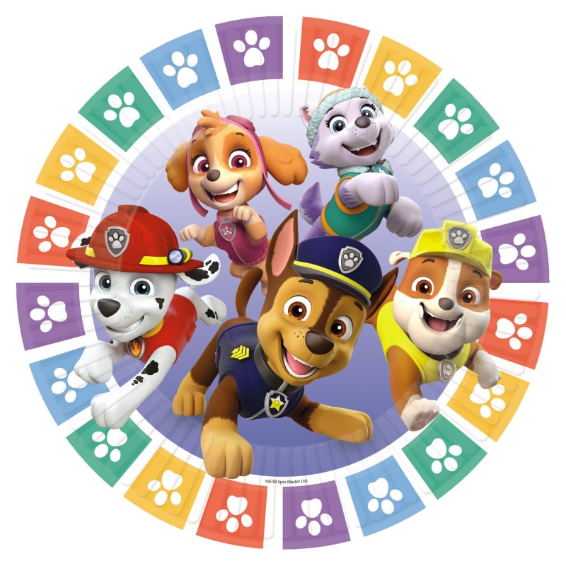 8 ASSIETTES PAW PATROL 2022 PAPIER ROND 23 CM